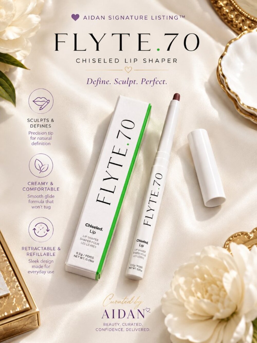 FLYTE.70 Chiseled Lip Shaper Situation Nude Beige Lip Liner NIB